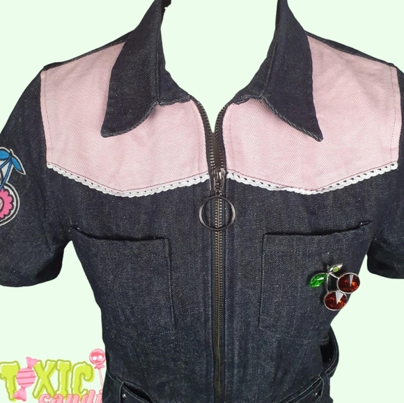 🖤🌹 Denim Dress-Cherry Heart🌹🖤 - Picture 2 of 4